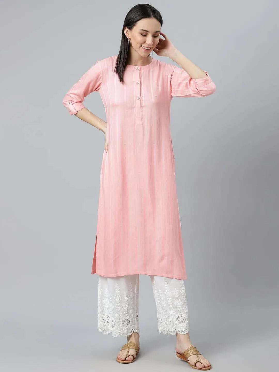 

Buy Pink Striped Rayon Kurta - 22030O- | Libas Ethnic Wear Online