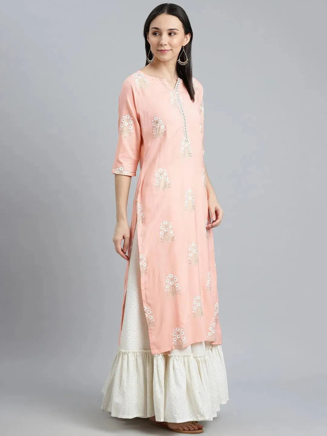 Pink Striped Rayon Kurta - Libas 
