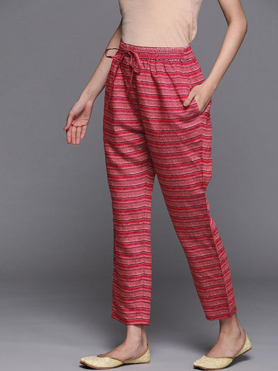 Pink Striped Silk Trousers - Libas