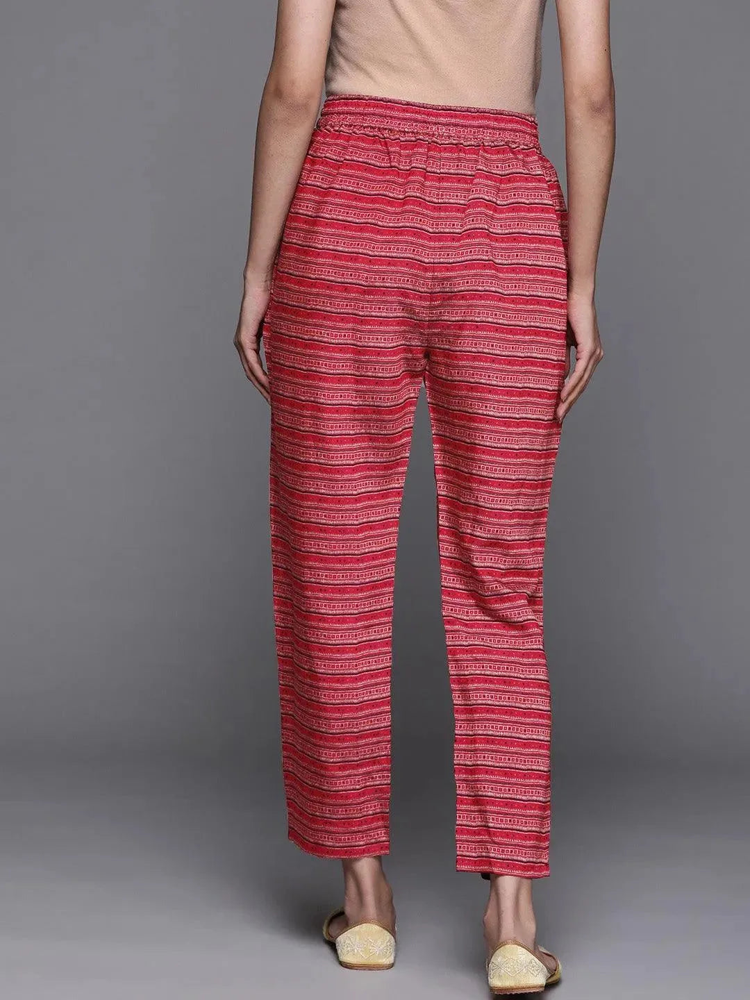 Pink Striped Silk Trousers - Libas