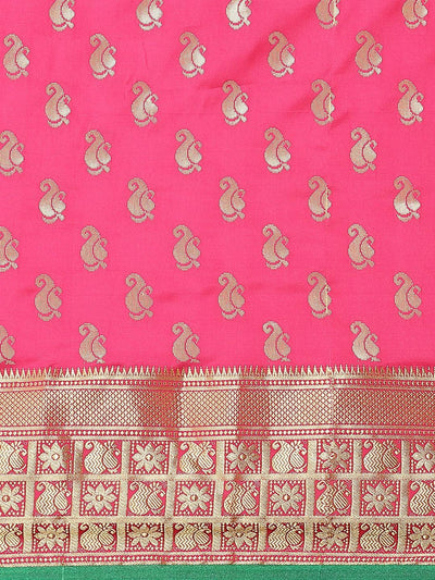 Pink Woven Design Brocade Saree - Libas