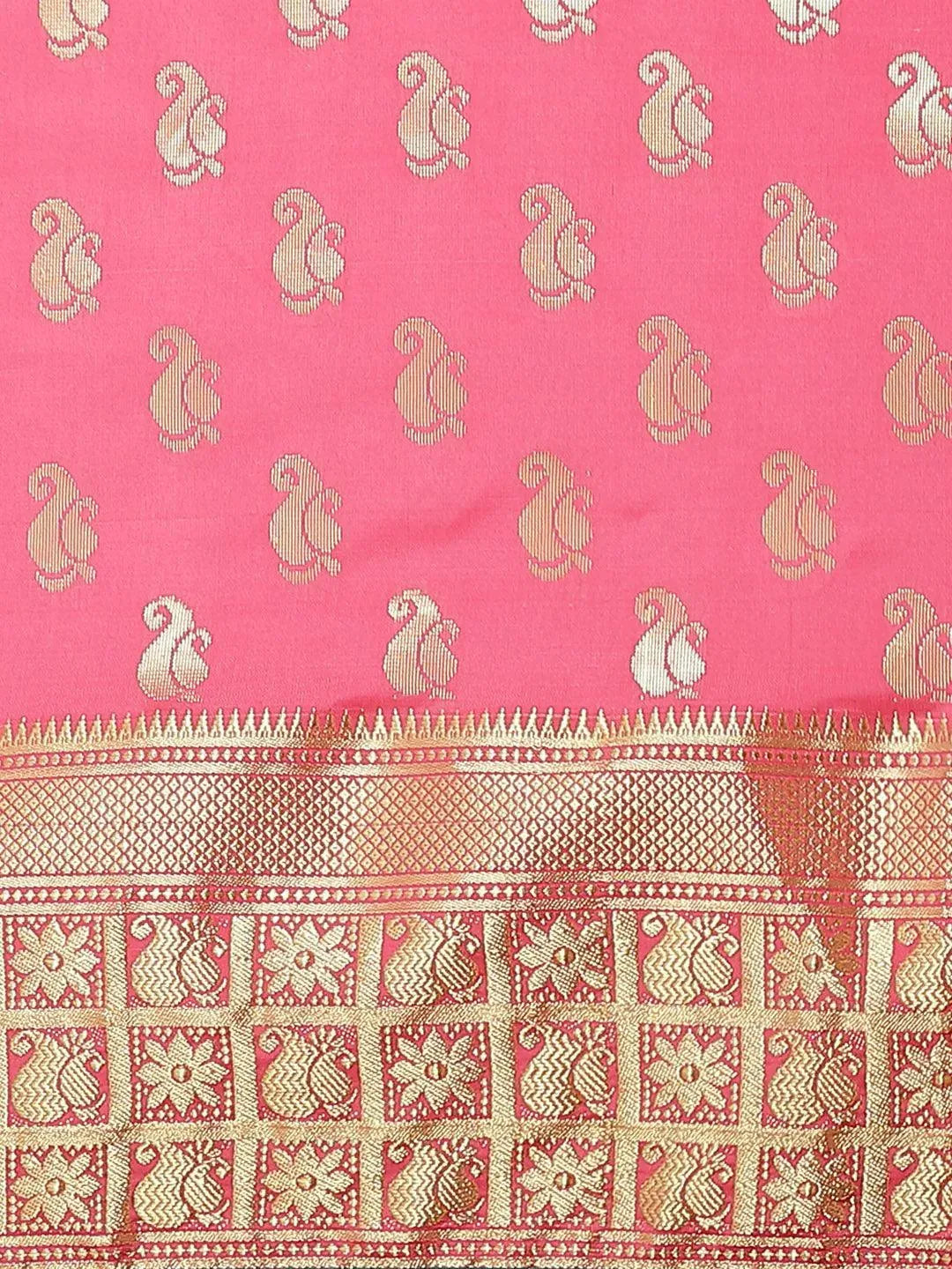 Pink Woven Design Brocade Saree - Libas 