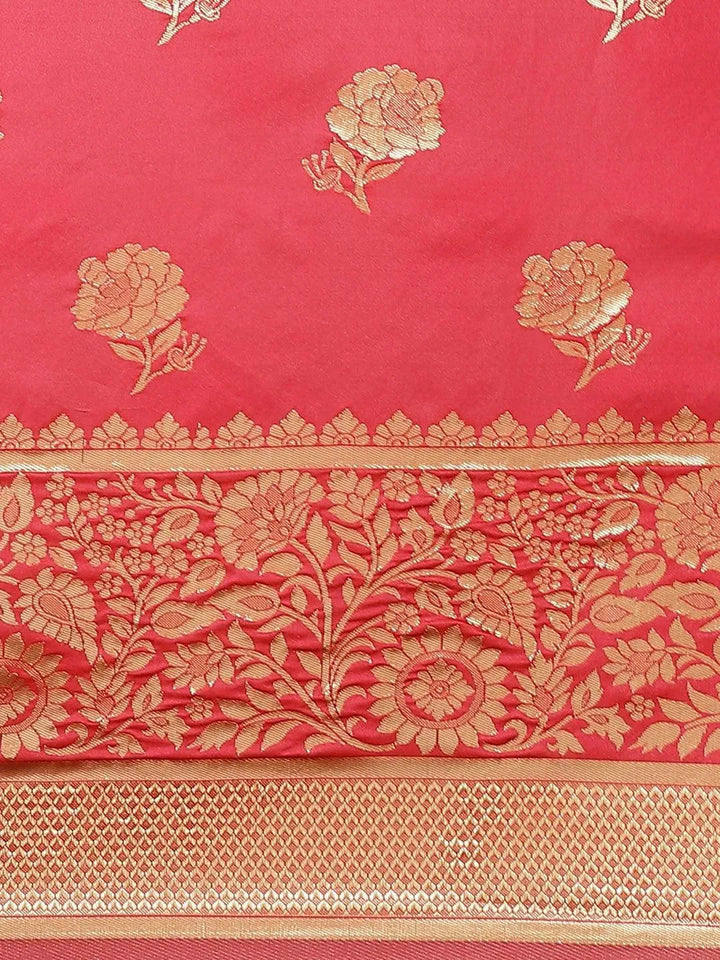 Pink Woven Design Brocade Saree - Libas