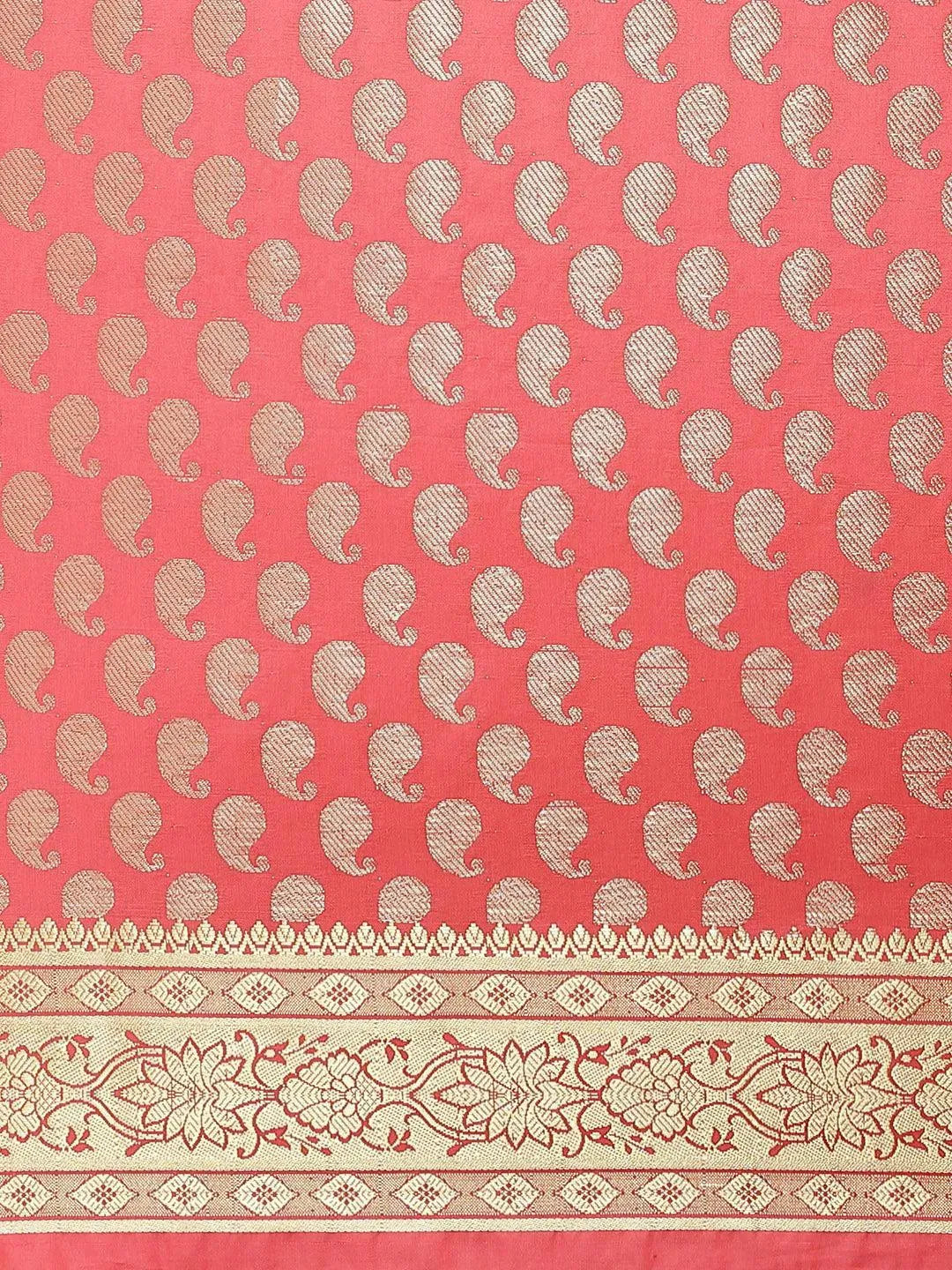 Pink Woven Design Brocade Saree - Libas 