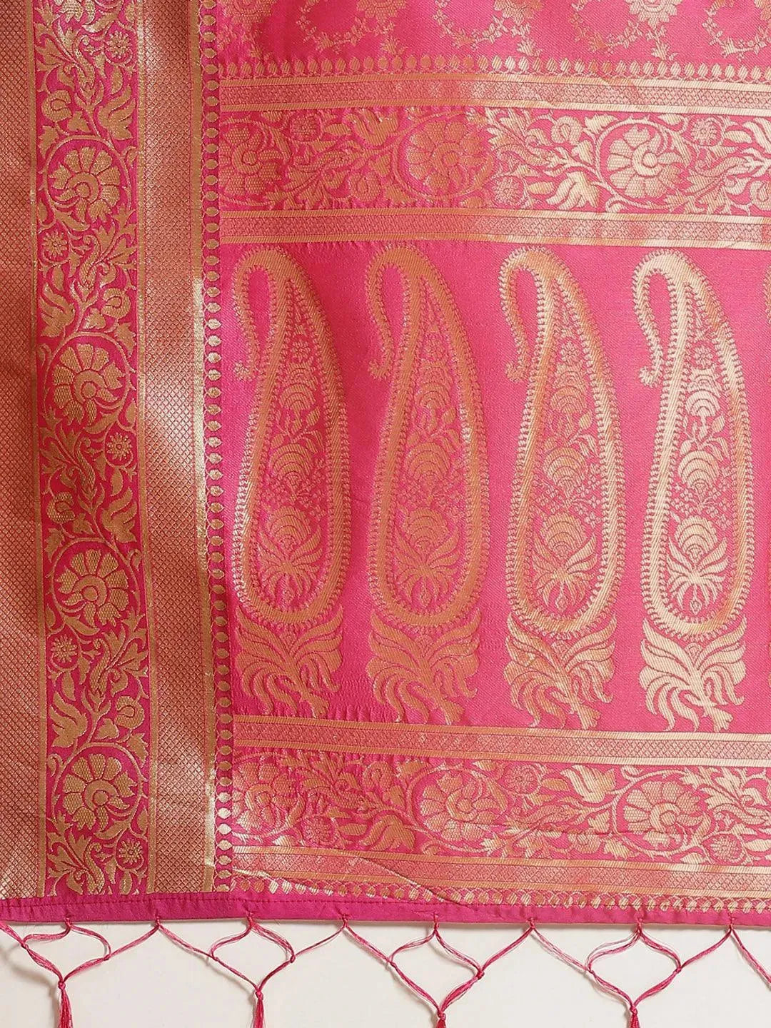 Pink Woven Design Brocade Saree - Libas