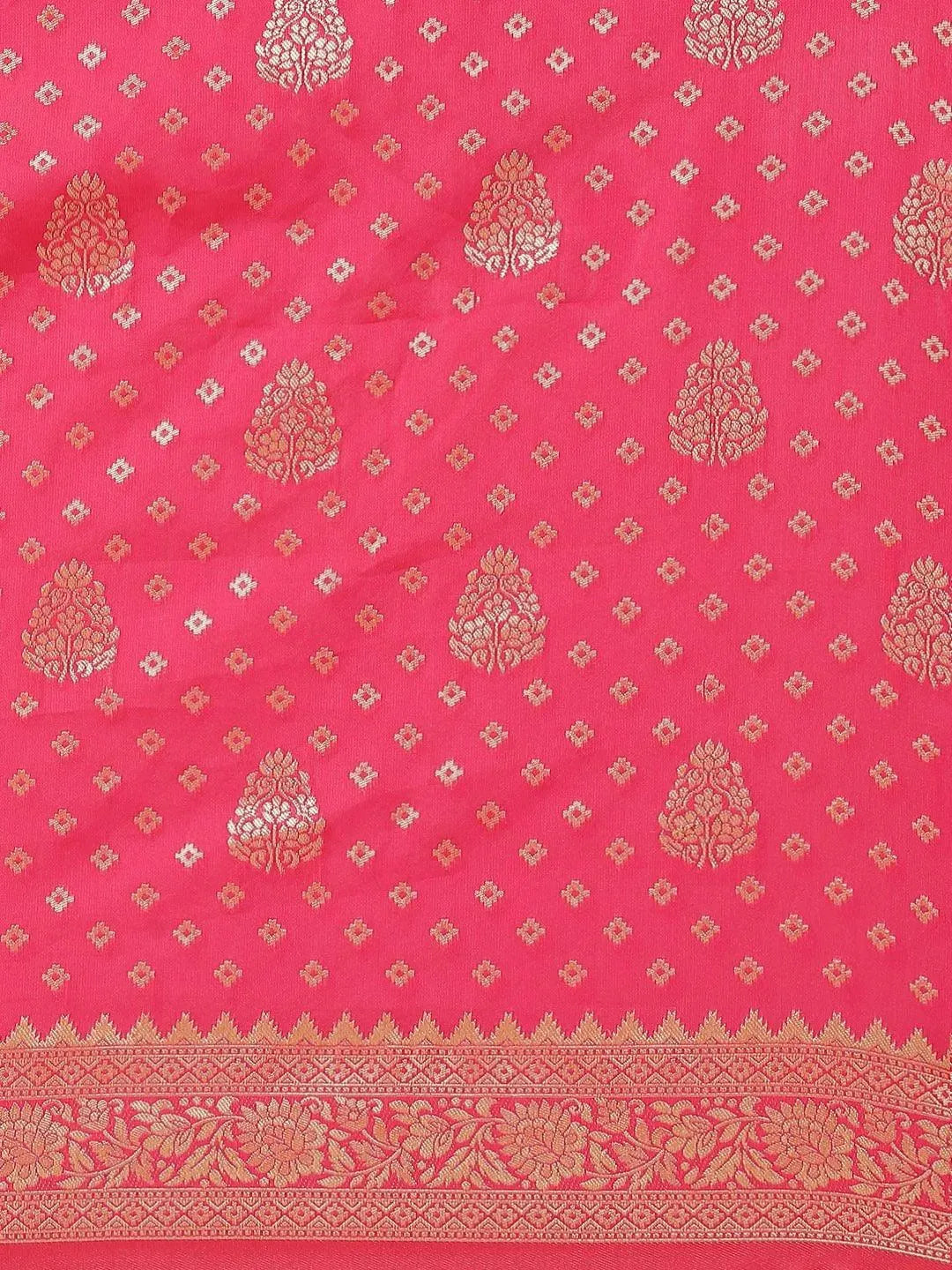 Pink Woven Design Brocade Saree - Libas 