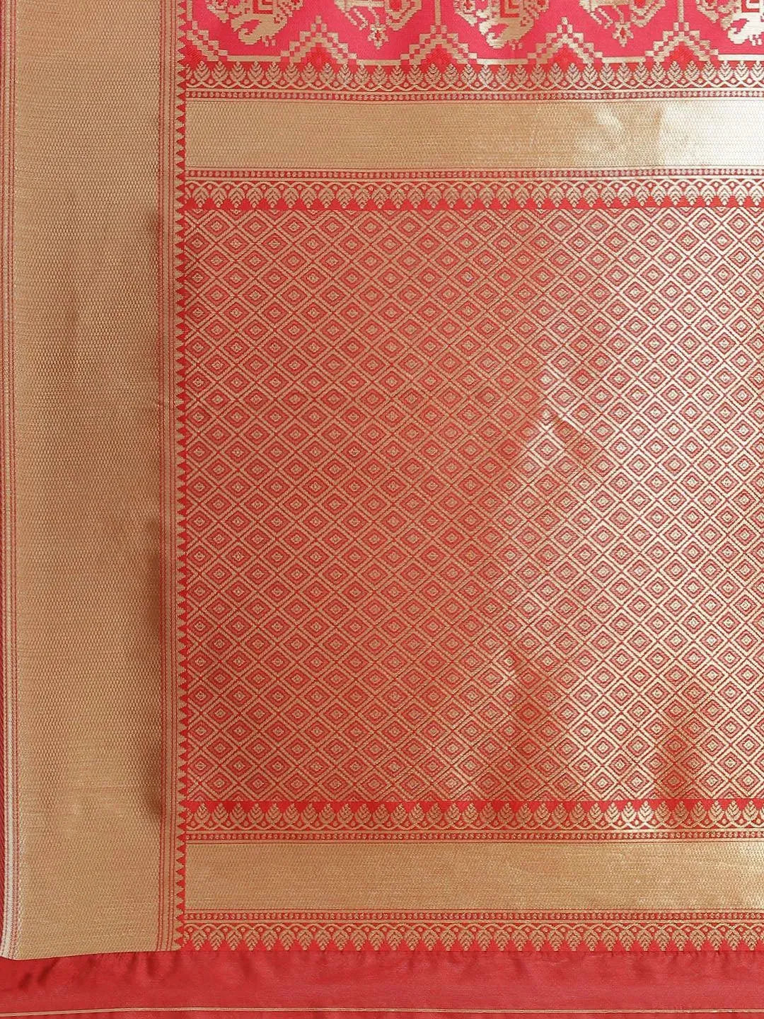 Pink Woven Design Brocade Saree - Libas 