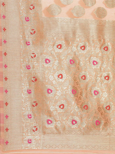 Pink Woven Design Brocade Saree - Libas