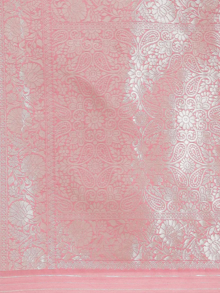 Pink Woven Design Brocade Saree - Libas