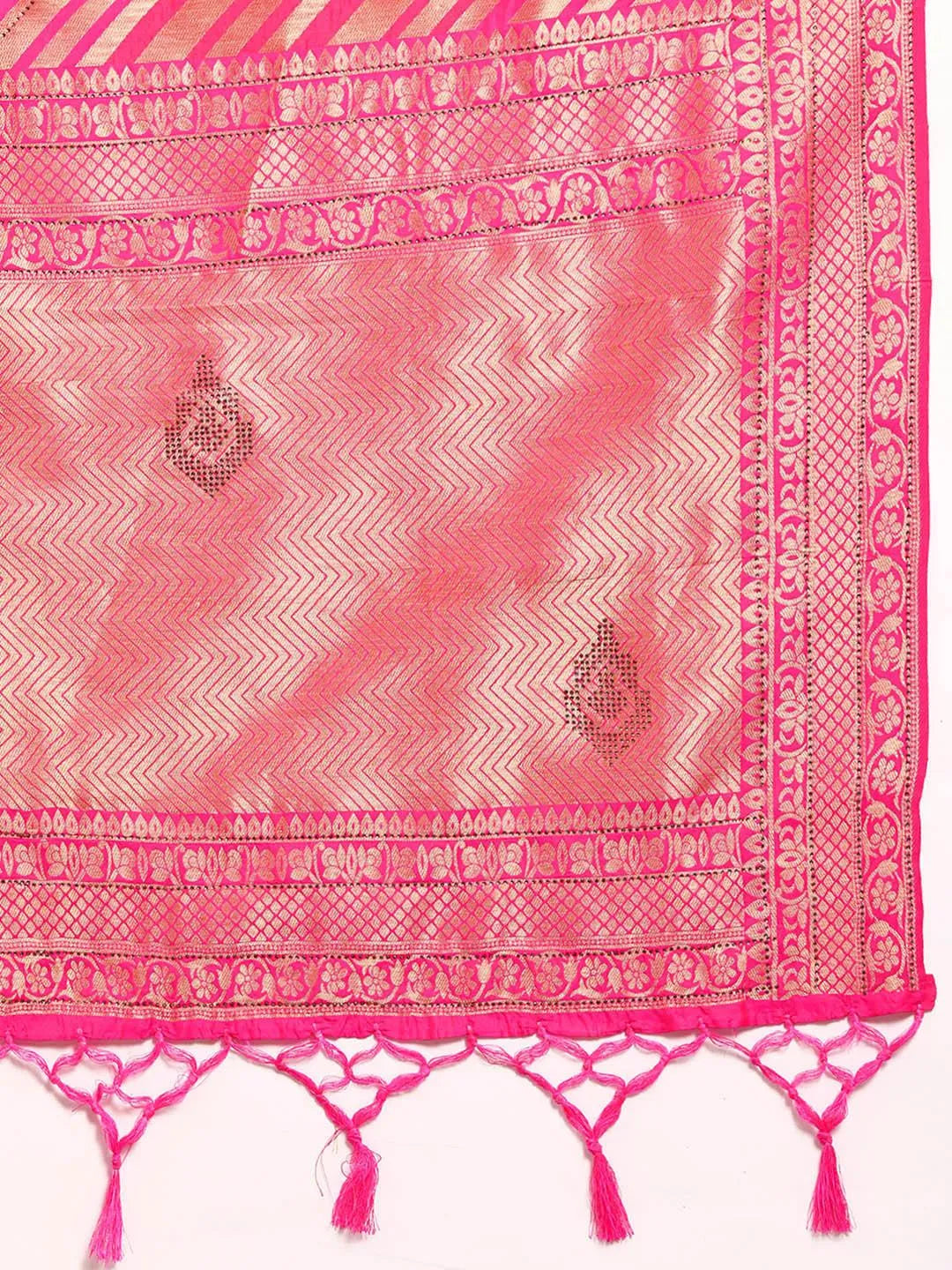 Pink Woven Design Brocade Saree - Libas