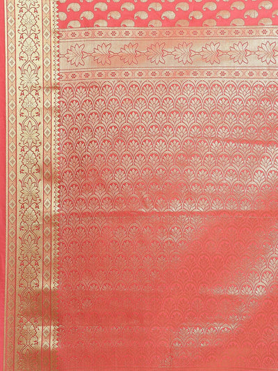 Pink Woven Design Brocade Saree - Libas