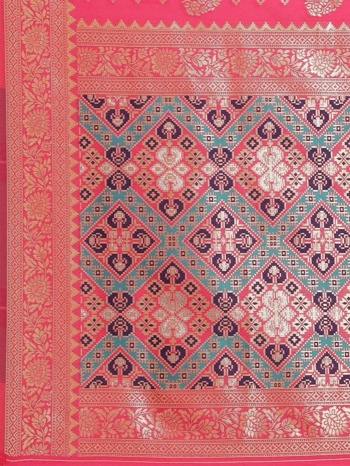 Pink Woven Design Brocade Saree - Libas