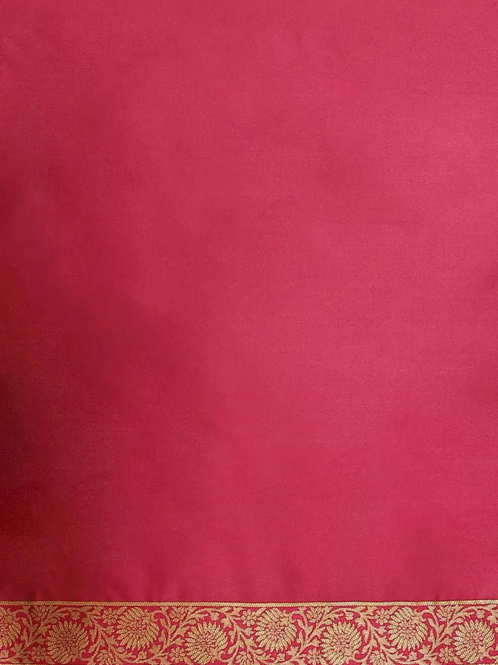 Pink Woven Design Brocade Saree - Libas