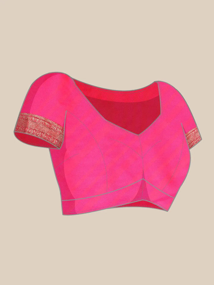 Pink Woven Design Brocade Saree - Libas