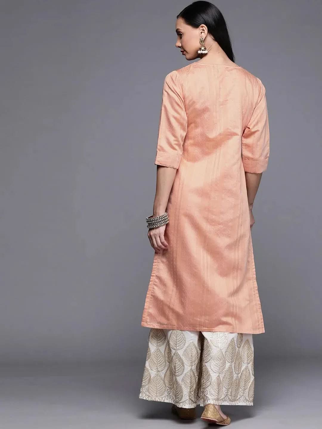 

Buy Pink Woven Design Chanderi Silk Kurta -22108O-XS | Libas Ethnic Wear Online