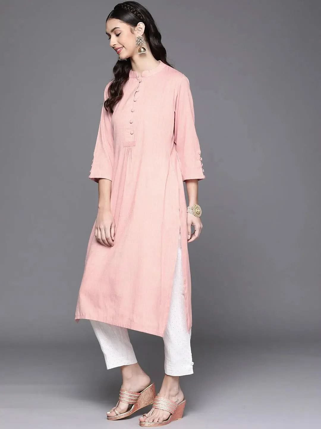 

Buy Pink Woven Design Cotton Kurta - 23154O-XXL | Libas Ethnic Wear Online