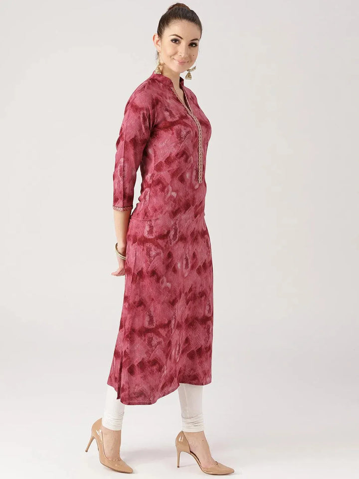 Pink Woven Design Rayon Kurta - Libas