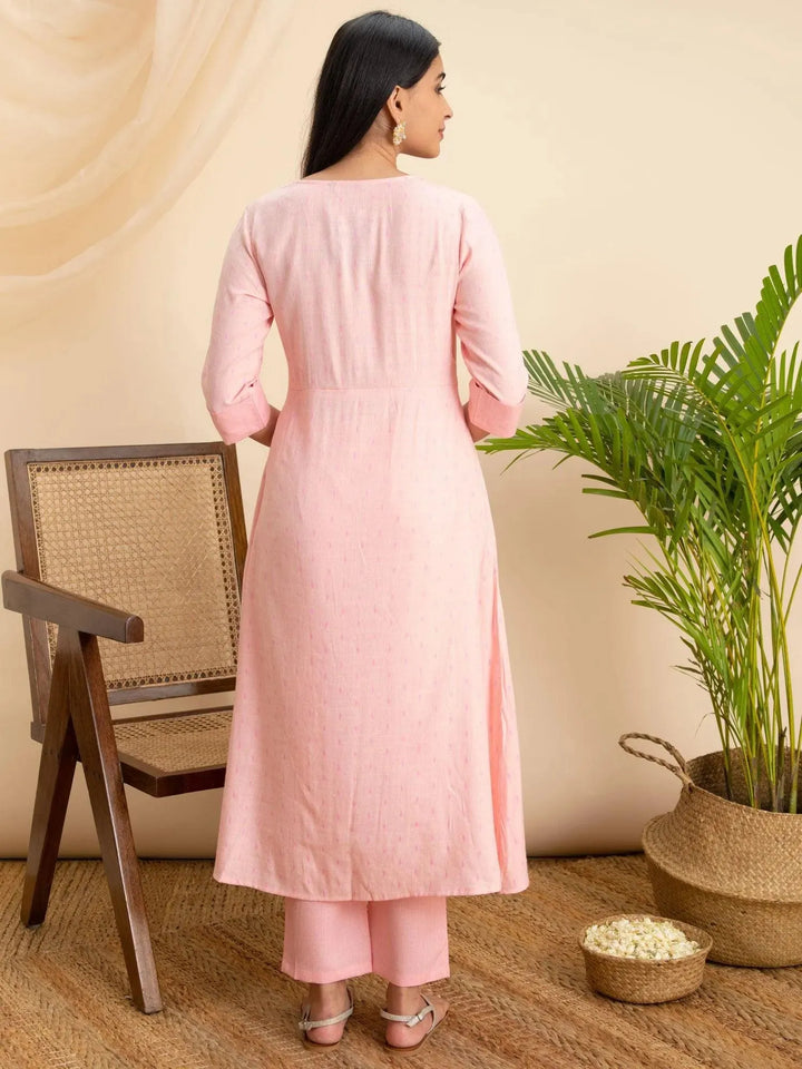 Pink Woven Design Rayon Kurta - Libas