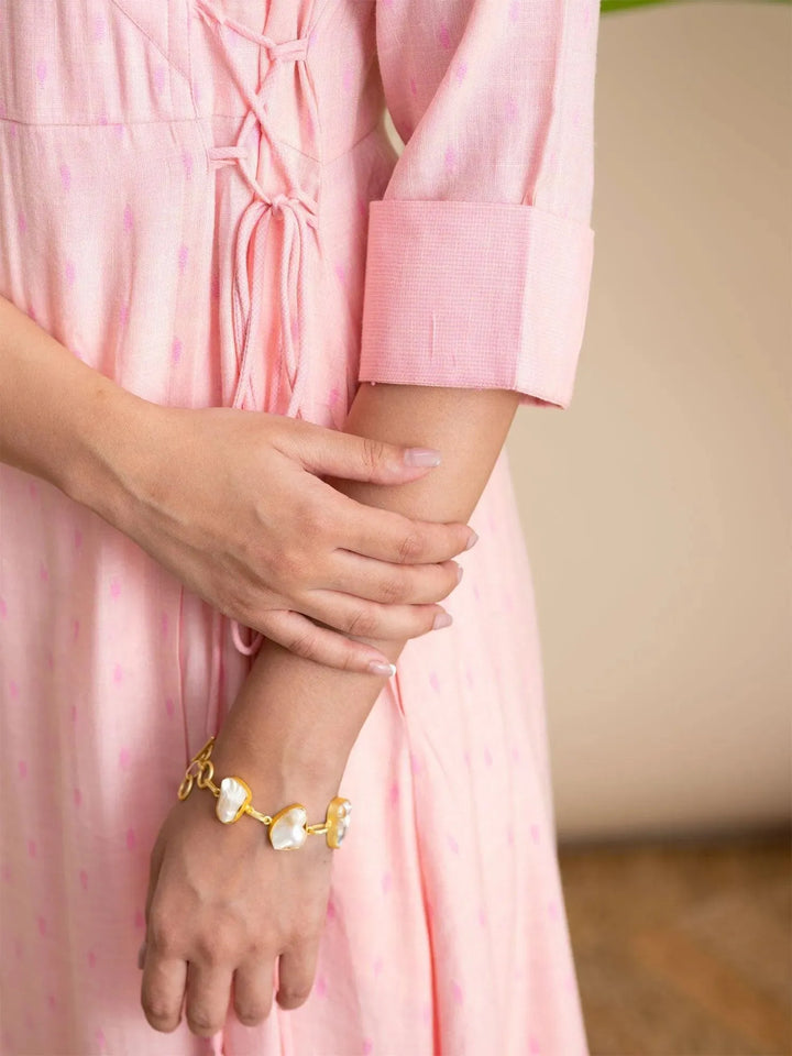 Pink Woven Design Rayon Kurta - Libas