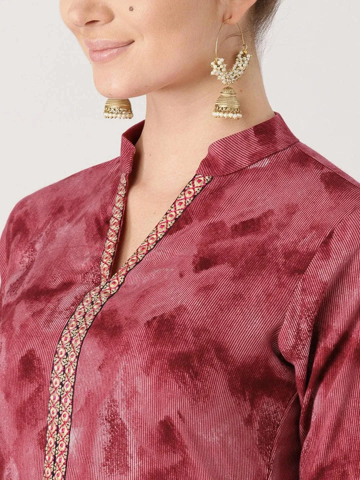 Pink Woven Design Rayon Kurta - Libas
