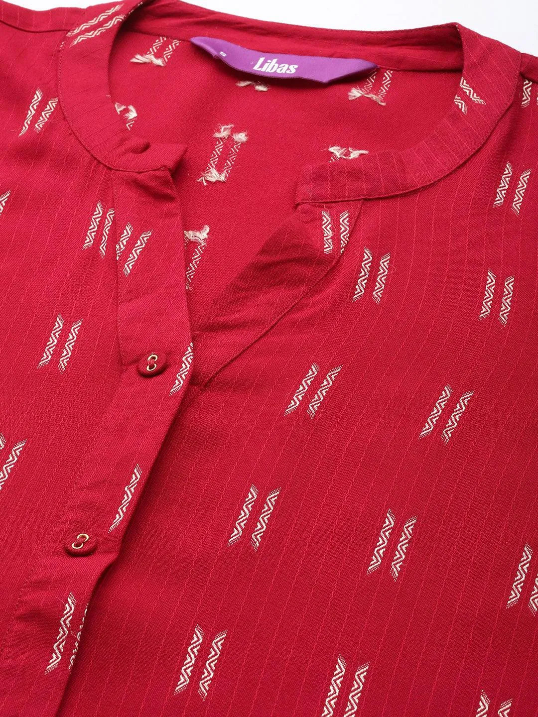 Pink Woven Design Rayon Straight Kurta - Libas 