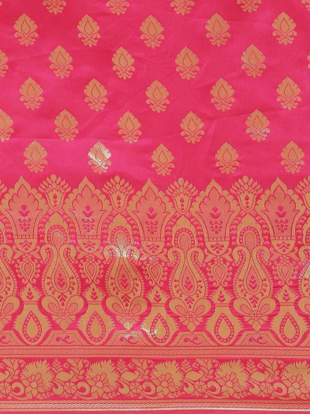 Pink Woven Design Silk Saree - Libas 