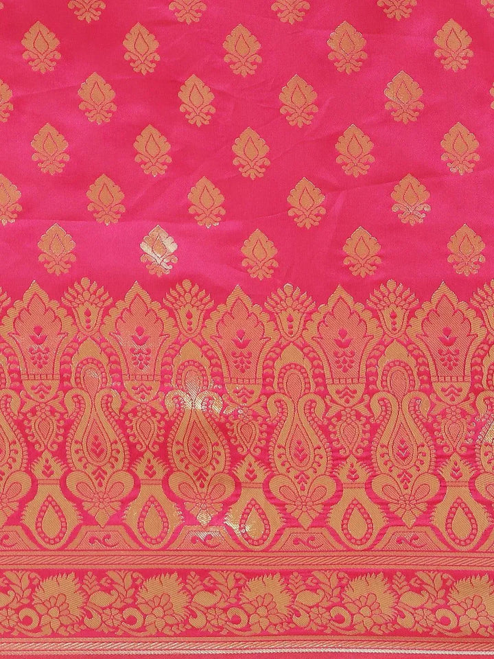 Pink Woven Design Silk Saree - Libas