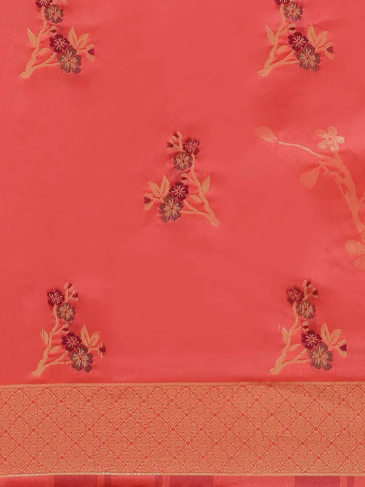 Pink Woven Design Silk Saree - Libas