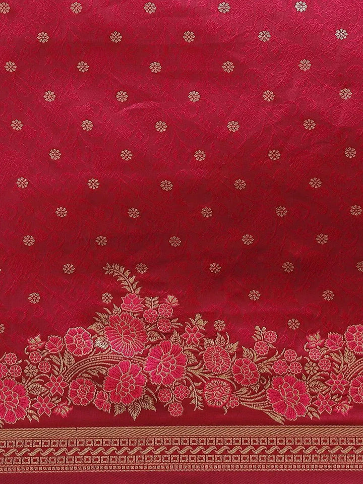 Pink Woven Design Silk Saree - Libas