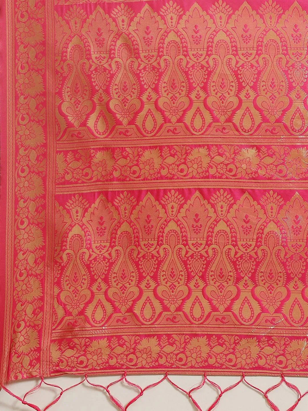 Pink Woven Design Silk Saree - Libas