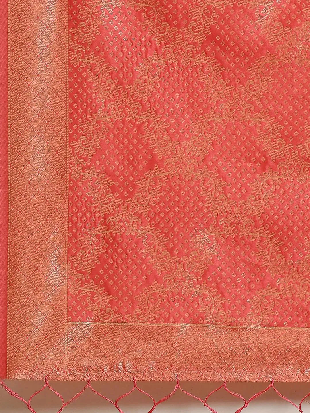 Pink Woven Design Silk Saree - Libas 