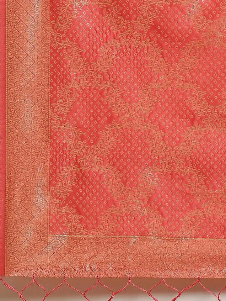 Pink Woven Design Silk Saree - Libas