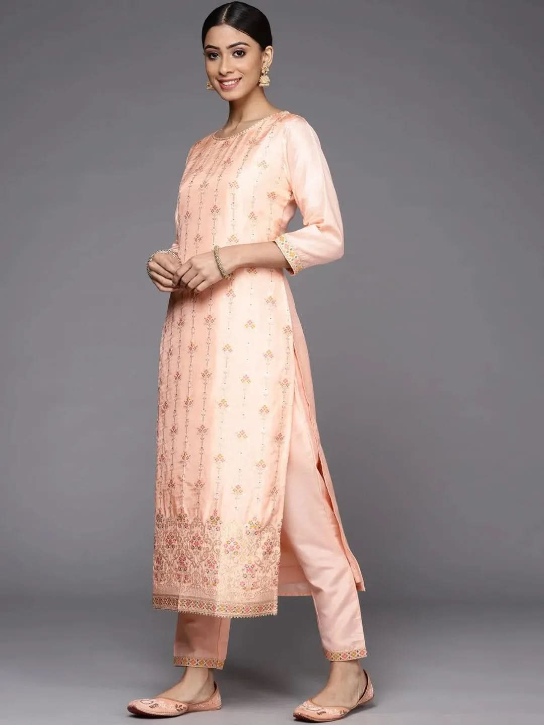 Buy Pink Woven Design Silk Suit Set - 33337O- | Libas Ethnic Wear Online