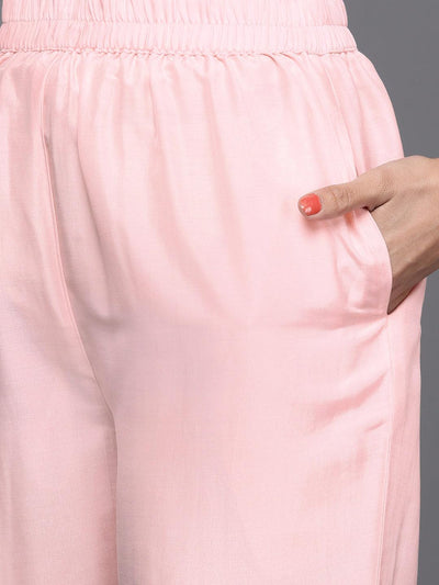 Pink Woven Design Silk Suit Set - Libas