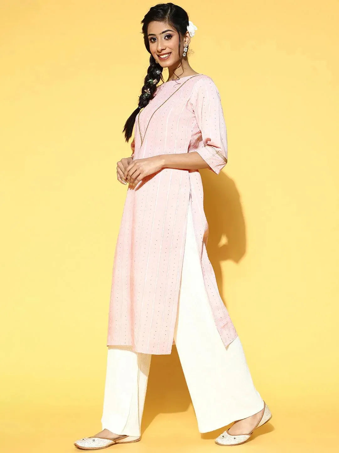 Pink Yoke Design Chanderi Silk Kurta - Libas