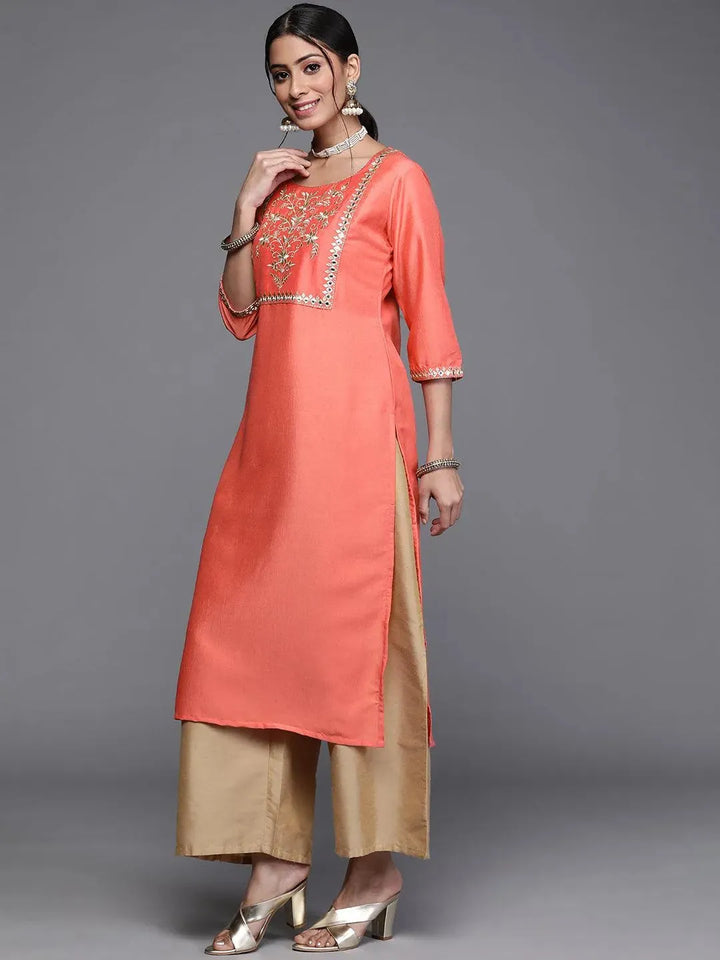 Pink Yoke Design Chanderi Silk Kurta - Libas
