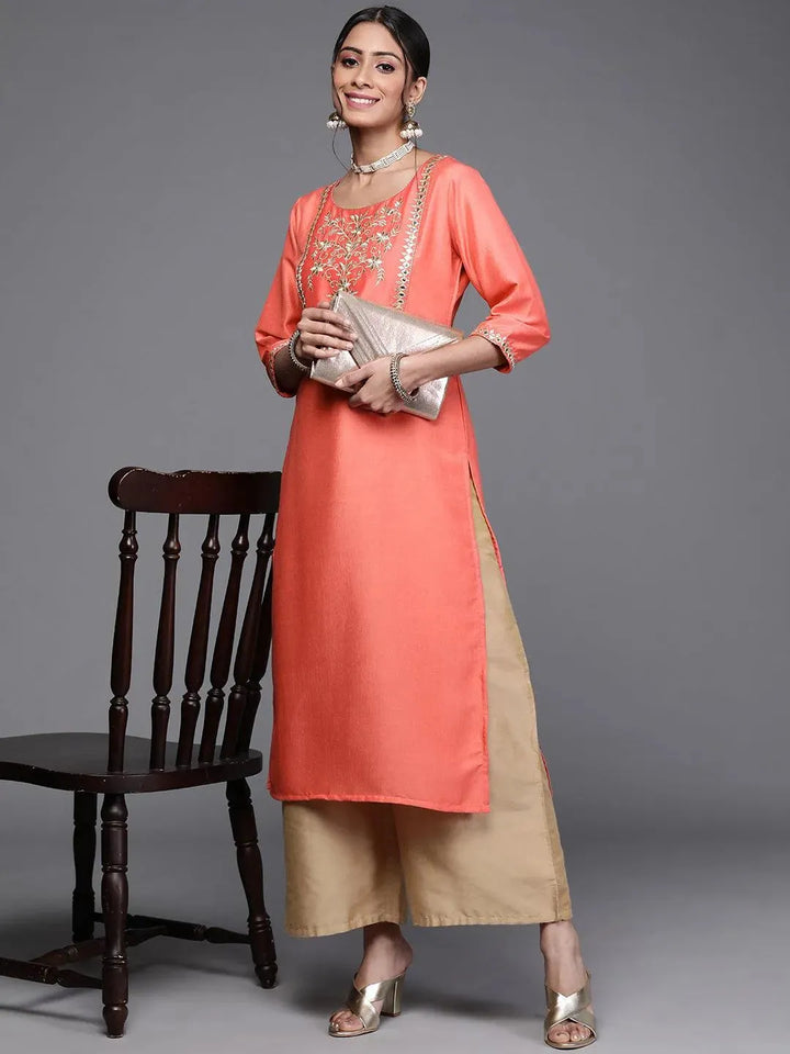 Pink Yoke Design Chanderi Silk Kurta - Libas