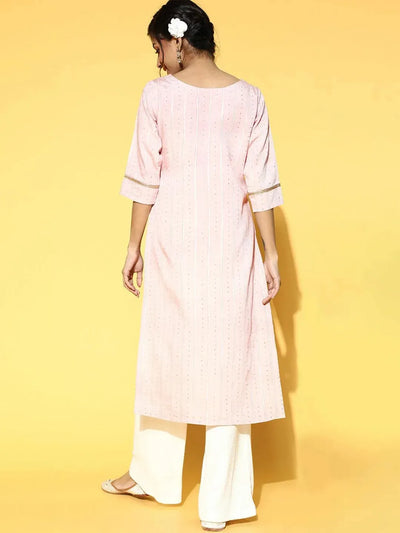 Pink Yoke Design Chanderi Silk Kurta - Libas