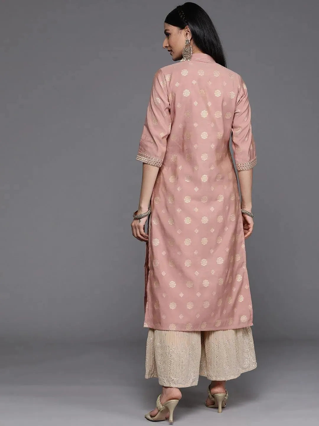 Pink Yoke Design Chanderi Silk Kurta - Libas 