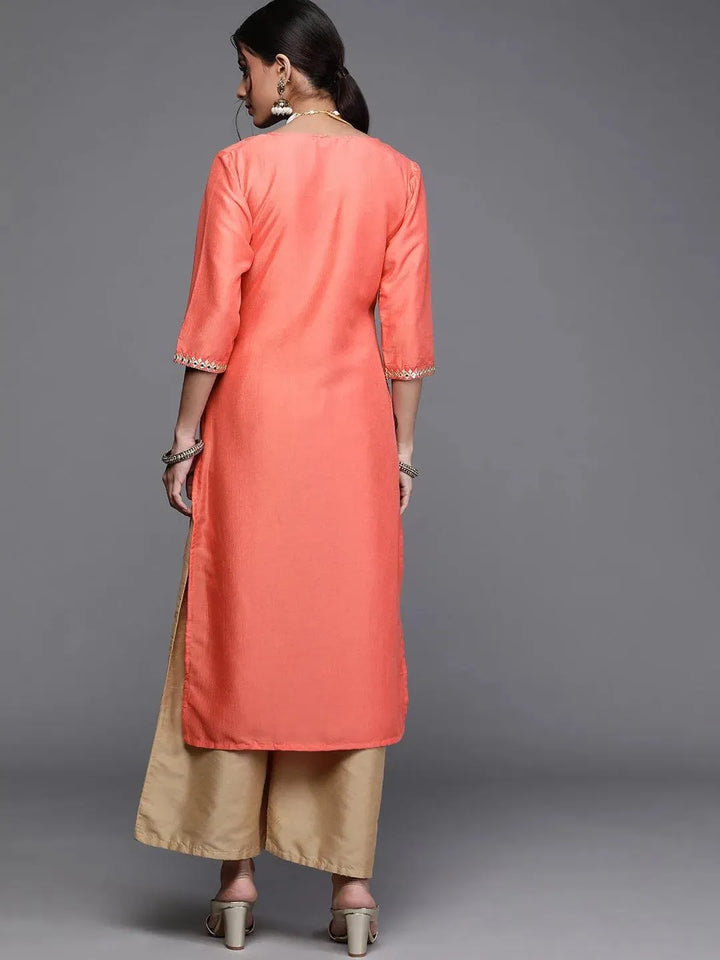 Pink Yoke Design Chanderi Silk Kurta - Libas