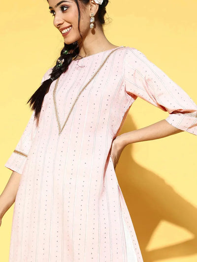 Pink Yoke Design Chanderi Silk Kurta - Libas