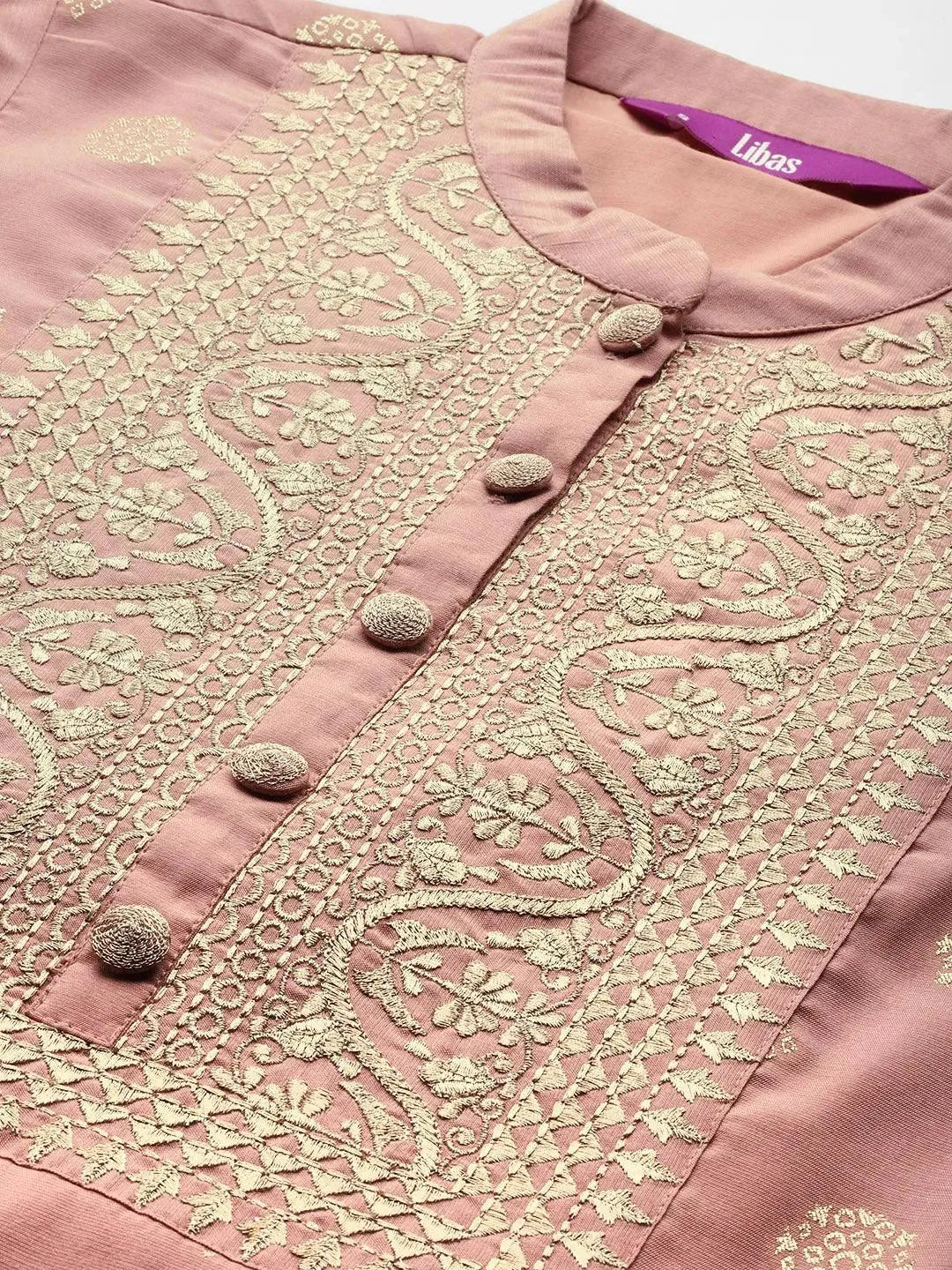 Pink Yoke Design Chanderi Silk Kurta - Libas