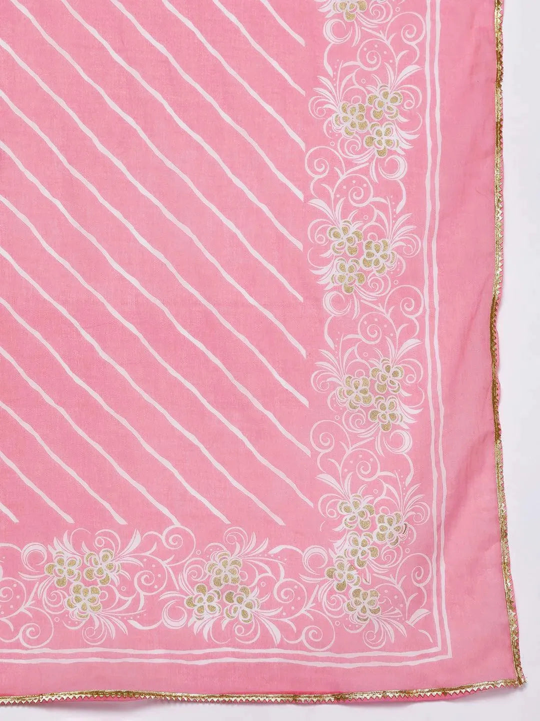 Pink Yoke Design Cotton Anarkali Suit Set With Palazzos - Libas 