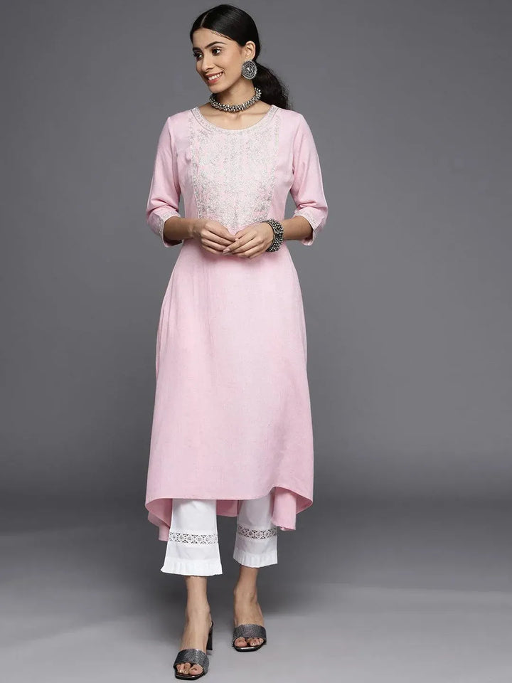 Pink Yoke Design Cotton Kurta - Libas