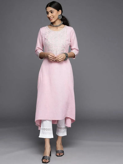 Pink Yoke Design Cotton Kurta - Libas