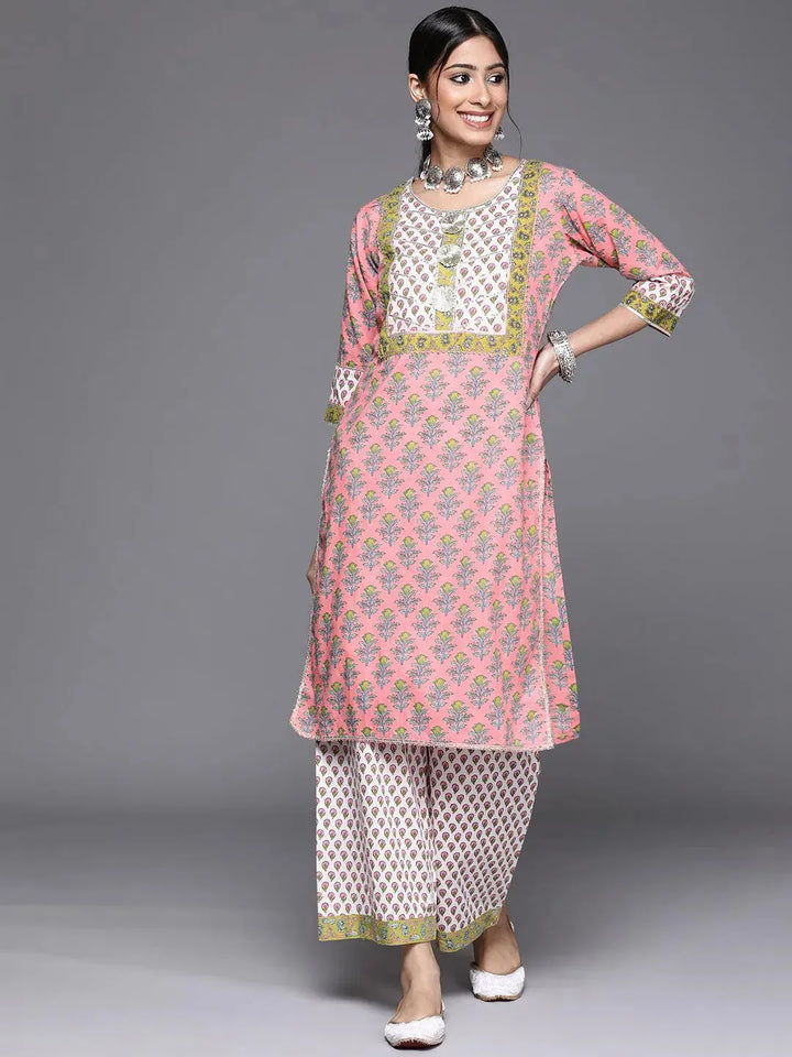 Pink Yoke Design Cotton Kurta - Libas