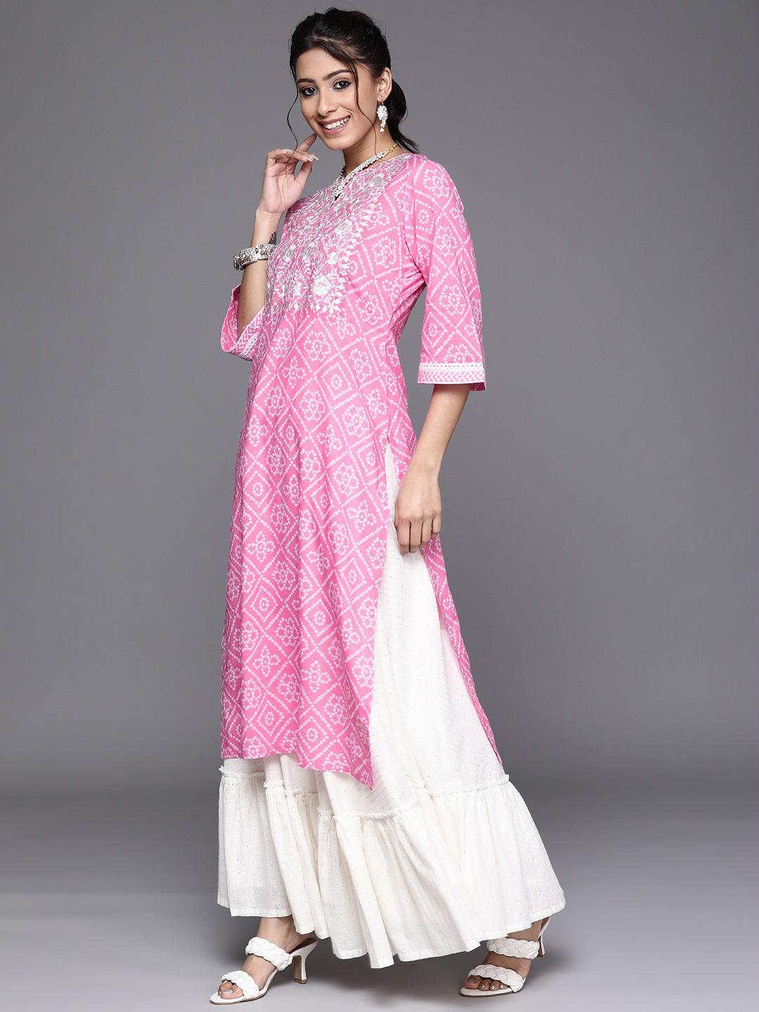 Pink Yoke Design Cotton Kurta - Libas