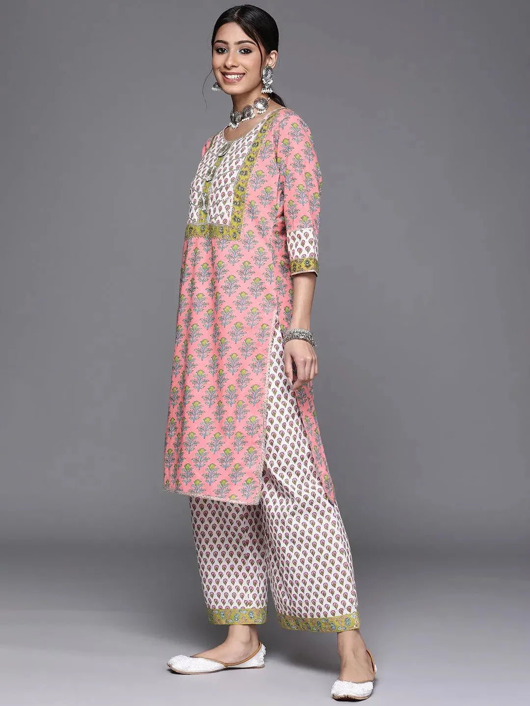 Pink Yoke Design Cotton Kurta - Libas 