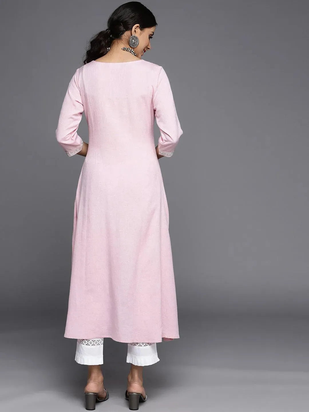 Pink Yoke Design Cotton Kurta - Libas