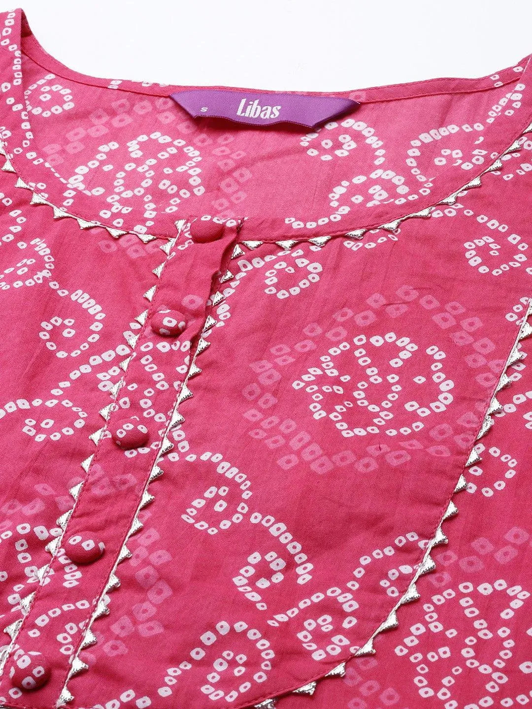 Pink Yoke Design Cotton Straight Kurta - Libas 